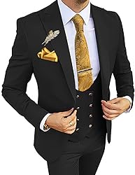 Wangyue Mens Suits Black 3 Piece Big and Tall