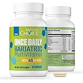 Bariatric Choice Once-Daily Bariatric Multivitamin with 45 mg of Iron | Easy to Swallow Capsule | Vitamin for Bariatric Surgery Patients | 30 Count (1-Month Supply)