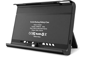ABAZAR 10000mAh Battery Charger Case, Compatible with Nintendo Switch & Nintendo Switch OLED Model, Portable Backup Battery Pack, Travel Power Bank, 2-Game Card Slots, Dual Type-C, Micro USB Charging Ports