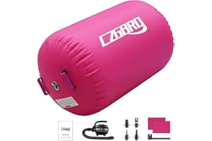 CZGBRO Air Tumbling Track Gymnastics Mat, Inflatable 10ft Gymnastics Roller Barrel Mat for Tumbling with Electric Pump, Tumbling Mat for Yoga/Training/Cheerleading/Water Fun