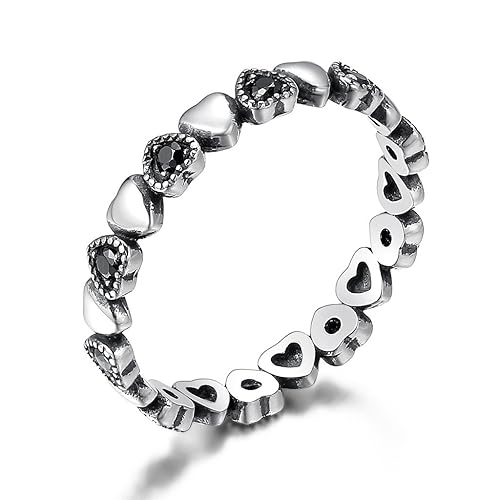 Shysnow Plata de Ley 925 Anillos Amor Corazon con Zirconia Cúbica, Embalado en Una Caja