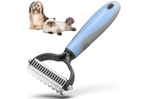 Pet Neat Grooming Tool- Dog and Cat Dematting Comb and Brush with 2 Sided Professional Grooming Rake (Blue, Grey)