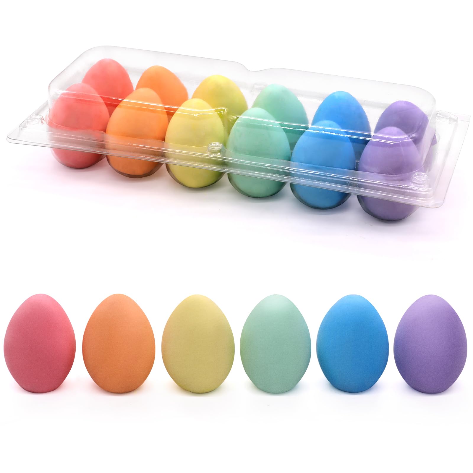 JoyRapt 12PCS Easter Egg Sidewalk Chalk for Kids, Egg Chalk Easter Basket Stuffers for Kids Boys Girls Toddlers Outdoor Play, Washable Nontoxic Sidewalk Chalk Party Favors (12PCS)