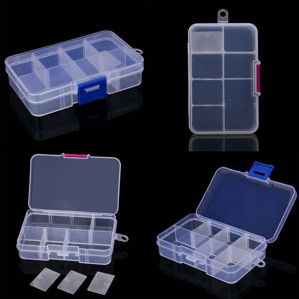 Compia 2PC Plastic 8 Slots Adjustable Jewelry Storage Box Case Craft Organizer Bead