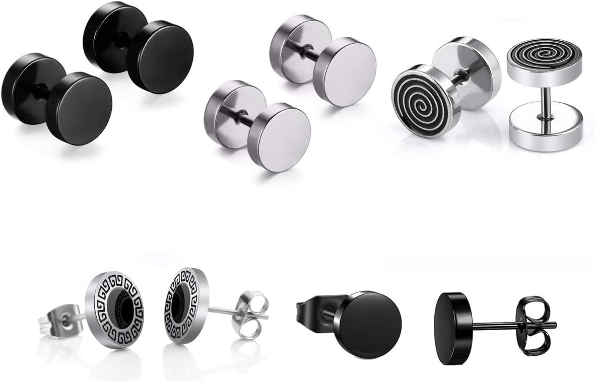 Hopefultech Tian stainless steel stud earrings black earrings ear jewellery ear clips hoop tunnel earrings fashion jewellery earrings stainless steel men's pierced earrings for men women punk style