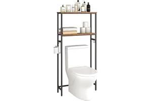 HOOBRO Over The Toilet Storage, 2-Tier Over Toilet Bathroom Organizer Shelf, with Toilet Paper Holder and Hooks, Sturdy and D