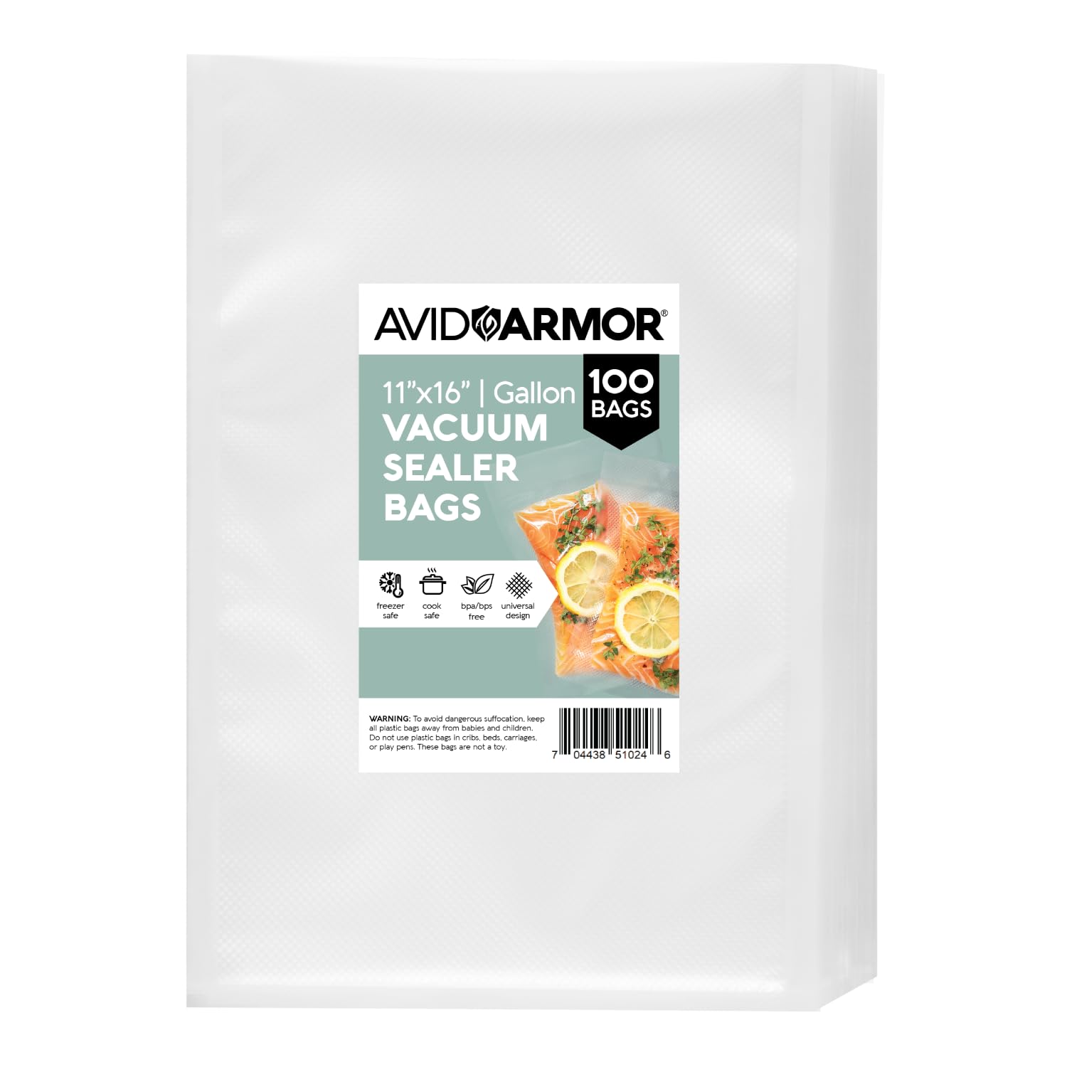 Photo 1 of Avid Armor Vacuum Sealer Bags 100 Gallon 11"x16" for Food Saver, Seal a Meal Vac Sealers BPA Free, Heavy Duty Commercial Grade, Mea Prep and Sous Vide Vaccume Safe, Universal Design Pre-Cut Bag