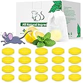 Mouse Rodent Repellent, 24 Pack Peppermint Oil for Mice, Mouse, Rats, Squirrel, Pest Control Indoor & Outdoor Use, Natural Deterrent Replace Trap Poisoning Family & Pet Safe Yellow