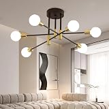 Comely Sputnik Ceiling Light 6 Light E27 Black Gold Modern Chandelier