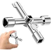 Giantree Four-way Faucet Wrench, Steel Faucets Pipe Wrenchs, 5/16", 11/32" | Multi-Function Water Key, Cross Wrench, Suitable, for Valve Faucet Wall-Mounted Fire Hydrant Cabinet