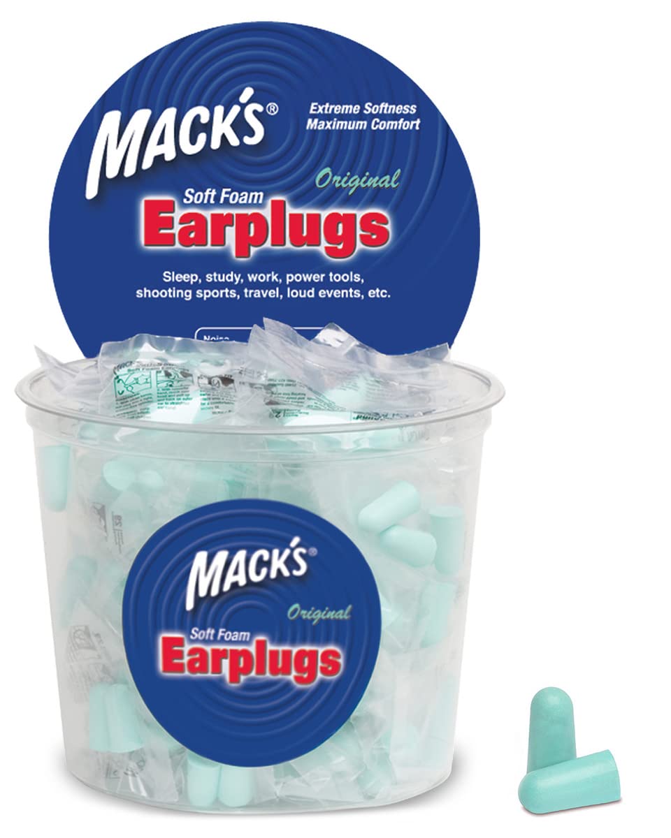 Photo 1 of Mack's Original Soft Foam Earplugs -100 Pair - Individually Wrapped - 33dB Highest NRR, Comfortable Ear Plugs for Sleeping, Snoring, Work, Travel and Loud Events | Made in USA