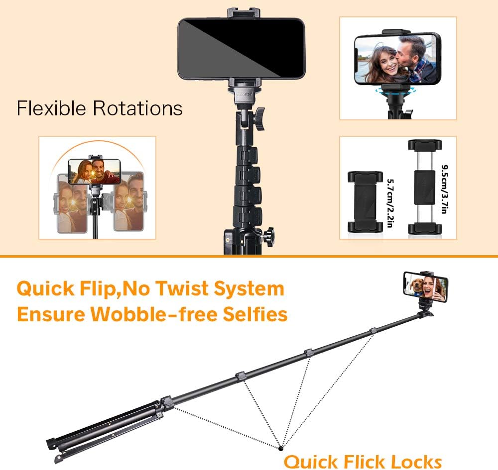 60-inch Selfie Stick Tripod, UBeeszie Extendable Cell Phone Tripod Stand with Wireless Remote Shutter, Compatible with iPhone, Android, DSLR, Action Camera.: Camera & Photo