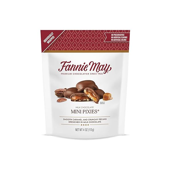 FANNIE MAY 4OZ MILK CHOCOLATE MINI PIXIES STANDUP BAG