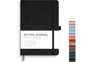 RETTACY Bullet Dotted Journal Notebook, 192 Pages, A5 Medium Size (14.5 × 21 cm), Leather Hardcover, 100 GSM Thick Paper, for