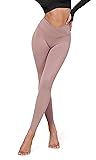 ODODOS Women's Cross Waist Yoga Leggings with Inner