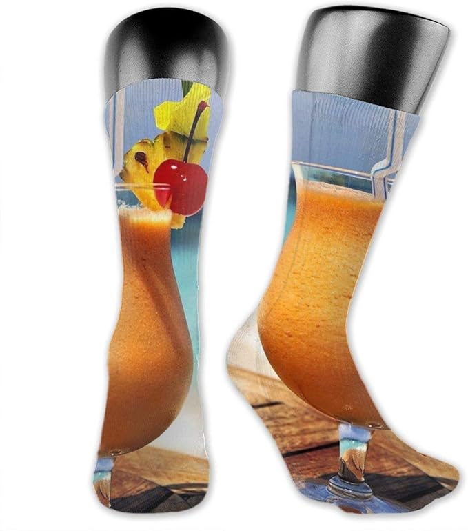 Unisex Performance Cushion Crew Socks Tube Socks Sea Beach Orange Juice