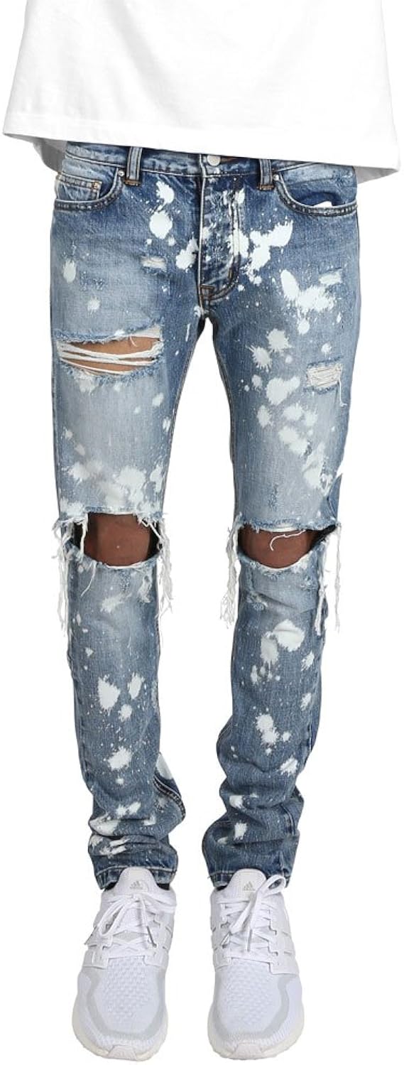 Amazon Mnml ミニマル M1 Denim Splash ストレッチ ダメージデニム 裾zip付 スキニージーンズ ペイントデニムパンツ メンズ ストリート系 38 ジーンズ 通販
