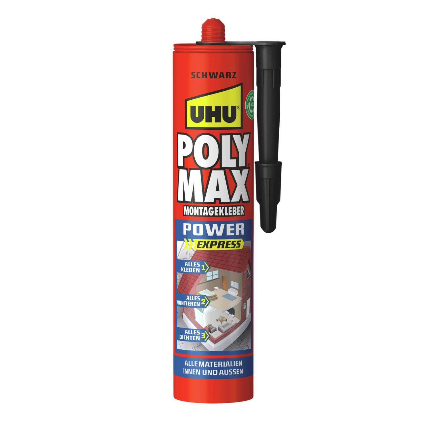 Uhu 47200 Poly Max Express Cartridge with 425g, Black