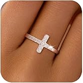 KIFUTENG Cubic Zirconia Cross Rings for Women 925 Sterling Silver Purity Ring Faith Jesus Christian Ring Eternity Band Promise Ring for Her Religious Confirmation Baptism Christmas Gifts