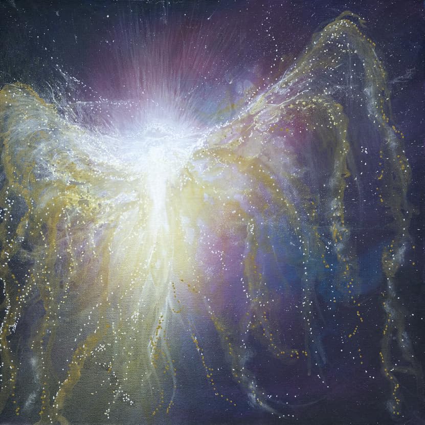 'Send Angel Blessings to Loved Ones' Art Greeting Cards - Spiritual/Inspirational/Angel Design Blank Cards with envelopes by Artist Naomi Walker (Golden Healing Angel)