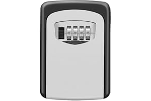 LOFICOPER Wall Mount Key Lock Box, 4 Digit Combination Key Safe Box, Portable Key Lock Box with 5 Key Capacity, Waterproof Design for Indoor, Outdoor, Silver