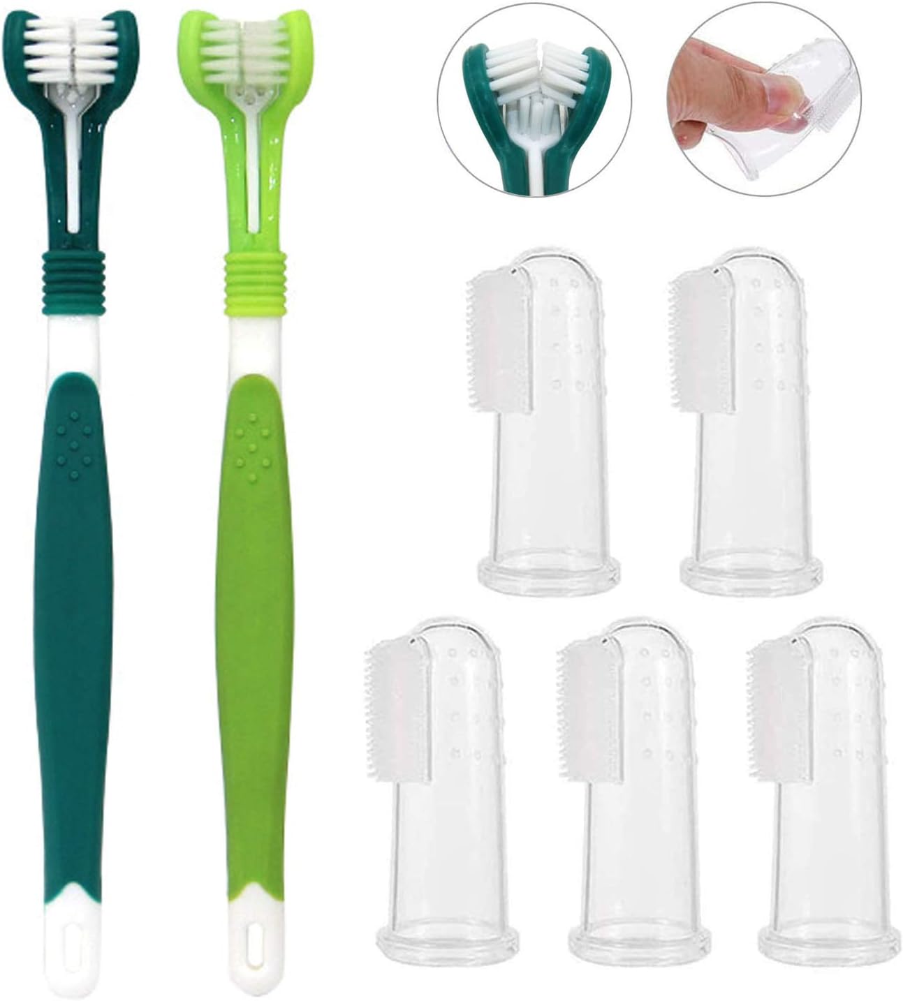 DERU Zahnbürsten für Hunde, Pet zahnbürste, Pet Fingerzahnbürste, Haustier Zahnreinigung Silikon Hund Zahnreiniger Naturkautschuk Finger Zahnbürsten, einfache Mundpflege