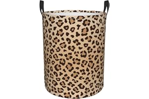 Gbuzozie Leopard Print Round Laundry Hamper Animal Skin Texture Storage Basket Toys Clothes Organizer Bin For Home Bathroom Bedroom Dorm Nursery, 38l