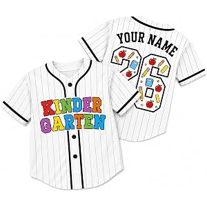Custom Back to School Baseball Jersey, Personalized Kindergarten Name & Number Shirt, First Day of School Tee for Girls Boys