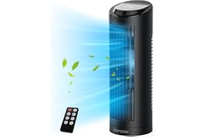 PNTCK Tower Fan for Bedroom, 20ft/s Quiet Cooling Fan, 70° Oscillating Floor Fan with Remote,Led Display,3 Speed Options,4 Modes,12Timer,13“ Bladeless Portable Table Fan for Bedroom Office Home Black