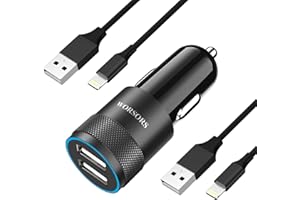 WORSORS [Apple MFi Certified] Fast Car Charger, Dual USB 4.8A Rapid Charging Power Adapter with 2 Pack 3Ft Lightning Cable Cord Compatible for iPhone 14/13/12/11/Pro Max/XS/XR/X/8 Plus/7/SE, iPad, Airpods