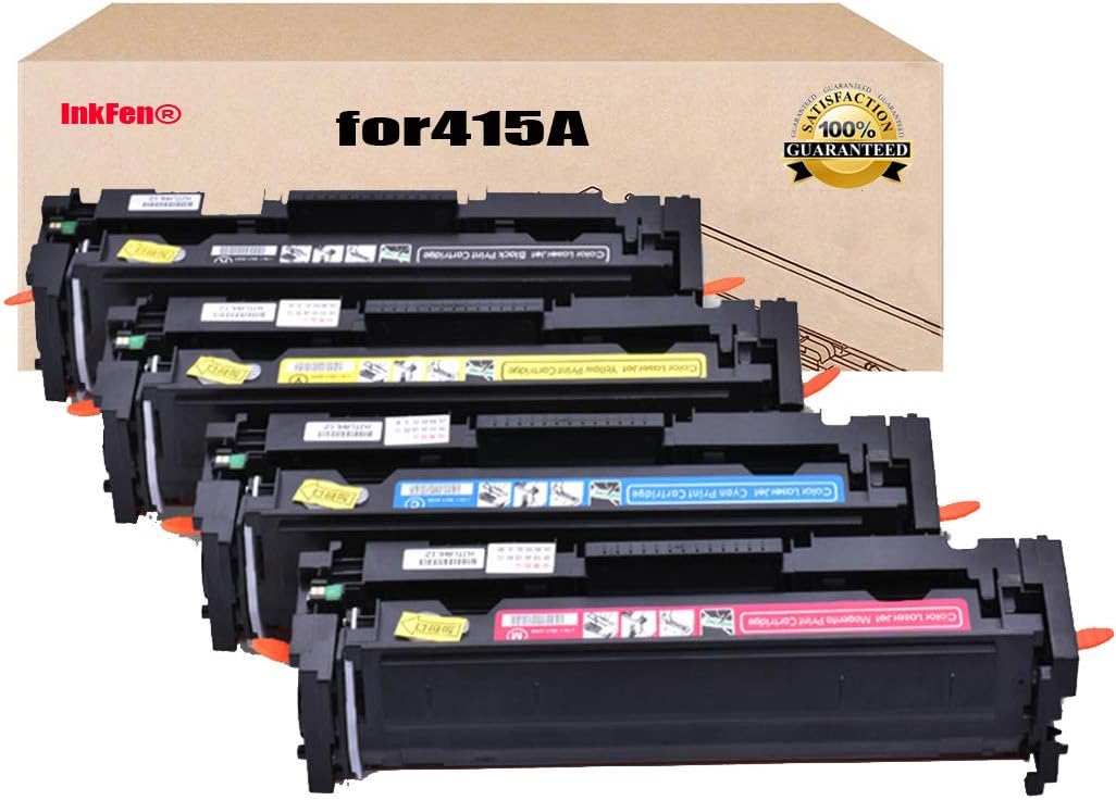 InkFenCompatible with HP415A/W2030A/W2031A/W2032A/W2033A Toner Cartridge (Without Chip) for HP Color Laserjet PRO M454NW M479FDW Color Laser Printer Toner Cartridge,4 Colors