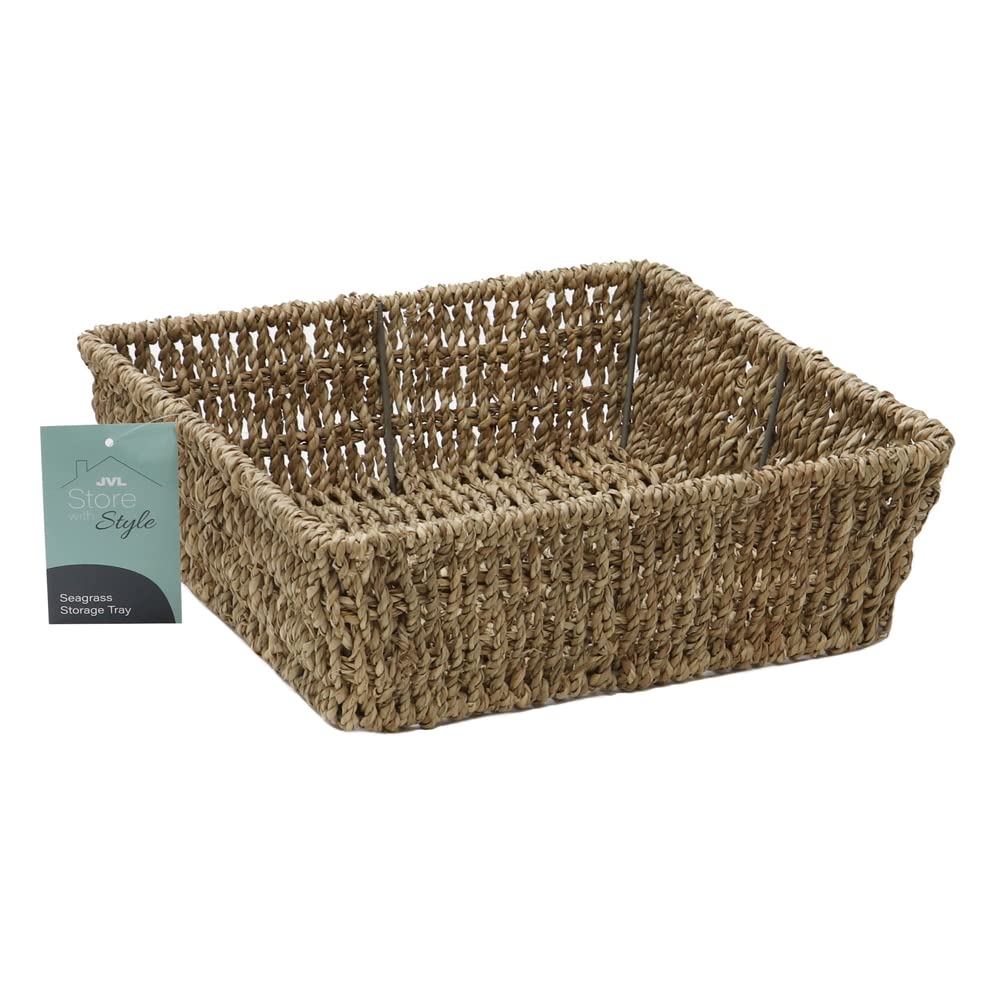 JVL Seagrass Square Storage Tray Natural