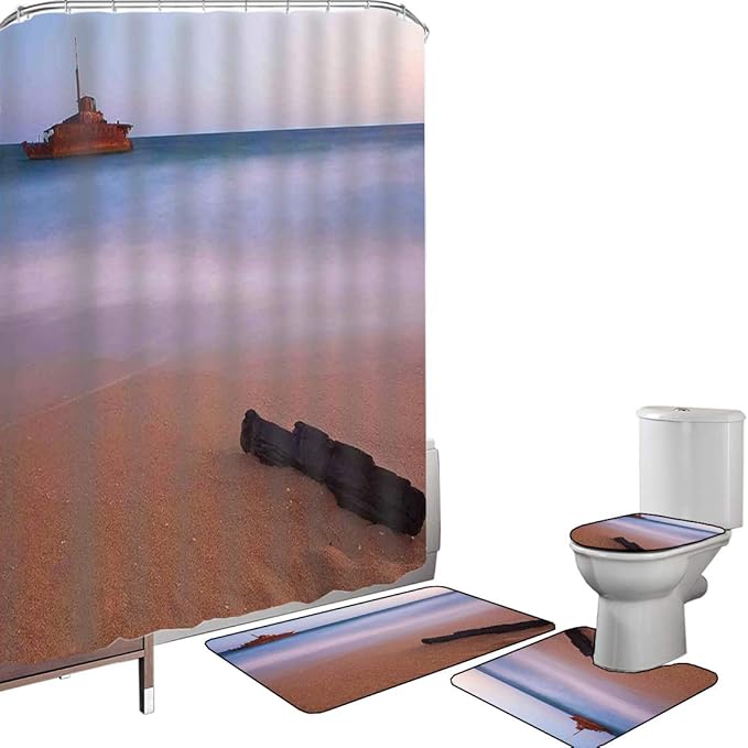 Juego de cortinas baño Accesorios baño alfombras Decoración del océano