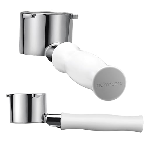 Normcore 51mm Naked Bottomless Portafilter Fits DeLonghi La Specialista Espresso Machine with Non-Stick Coating White Anodized Aluminum Handle - Porta Normcore 51mm Bottomless Portafilter Fits DeLonghi La Specialista Espresso  Machine - Bottomless Naked Portafilter - Anodized Aluminum Handle - Filter