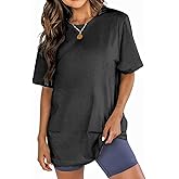 YOKVAN Womens Oversized Boyfriend Tee Shirts Short Sleeve Trendy Crew Neck Loose Workout Tee Casual Summer Tops Cotton