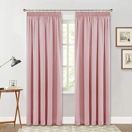 Kids Window Curtain Drapes For Nursery Solid Light Pink Window