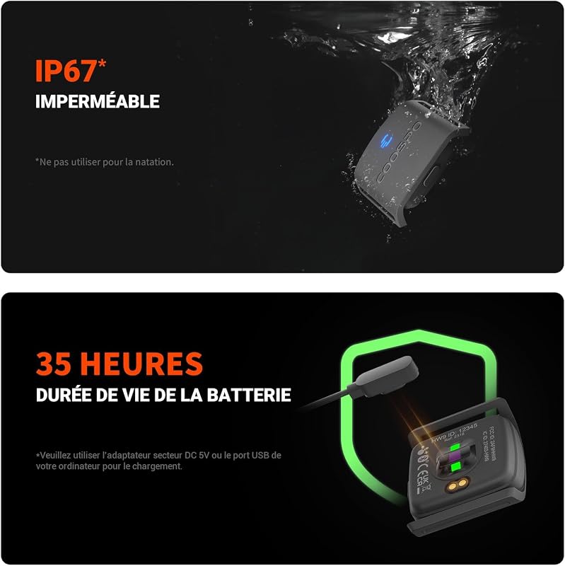 HW9 Cardiofréquencemètre Bracelet Bluetooth 5.0 Ant+ avec HRV, Smart LED Fréquence Cardiaque Brassard IP67 Étanche Compatible avec Wahoo Zwift Strava adidas