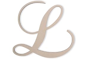 Jess and Jessica Wooden Letter L, 10" Long x 1/4" Thick – Large Wooden Letters for Wall Decor, Unfinished Monogram Cursive Large Letters for Wall Decor or Kids' Nursery Design - Chopin Script Font
