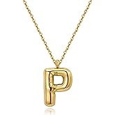 YeGieonr Gold Initial Necklaces for Women, Bubble Letter Pendant Necklace,Tarnish Free Stainless Steel Gold Necklace with Initials
