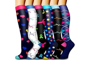 BLUEMAPLE 6 Pack Copper Compression Socks for Women and Men Circulation-Best Support for Medical, Running,Nursing,Athletic