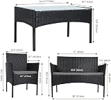 Panana Rattan Garden Furniture Set 4 Piece with Glass Table Cushions view 6
