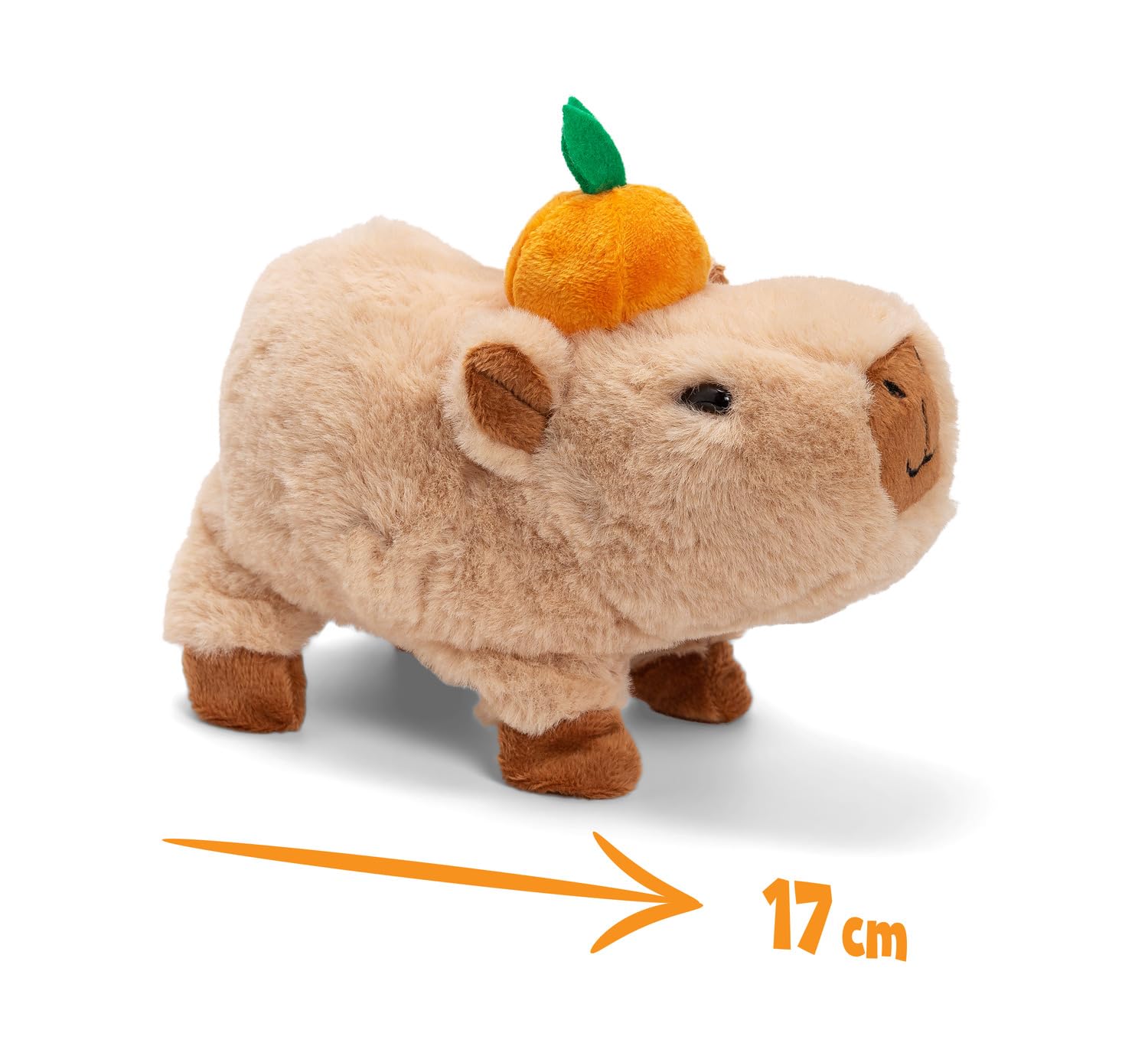 Simba PetZoo Capybara Stofftier – mit Orange auf dem Kopf, läuft und Macht süße Geräusche, Try Me-Funktion, interaktives Plüschtier, 17 cm, ab 3 Jahre 2