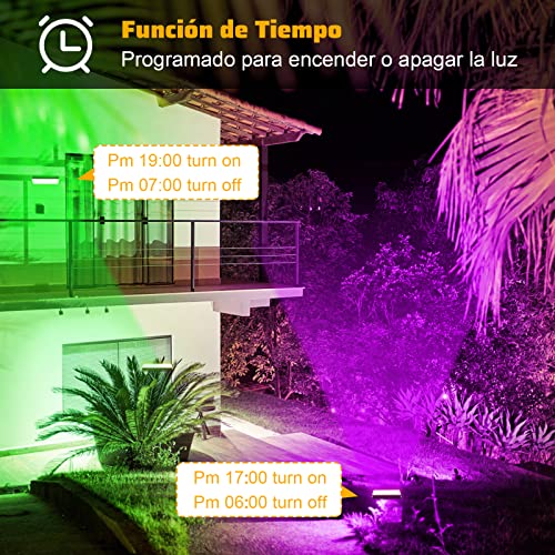 50W Reflectores Led Exteriores RGB Intelligentes Wifi, compatible con Alexa, Lampara Luces RGB de Colores con Remote y Soporte de Espiga, Equivalente 500W, Para Fiesta Jardin Halloween Nadvida