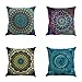 VIGVOG Set of 4 Retro Floral Mandala Compass Medallion Bohemian Pillow Covers, Double-Sides Boho Decor Hippie Throw Pillows Decorative for Sofa Couch Pillow Case 18 X 18 Inch (Boho 03)
