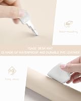 YSAGi Non-Slip Desk Pad Waterproof PVC Leather 60x35 cm Beige view 5