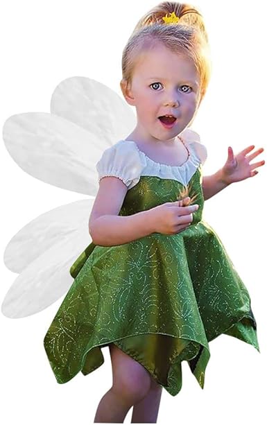 Amazon Co Jp キッズ コスチューム ワンピース ディズニー プリンセス ティンカーベル きらきらドレスメッシュ付き 花の妖精 白い翼付き 子ども 女の子 袖無し 可愛い コスチューム コスプレ キッズ 子供 チュチュハロウィン衣装 服 ファッション小物