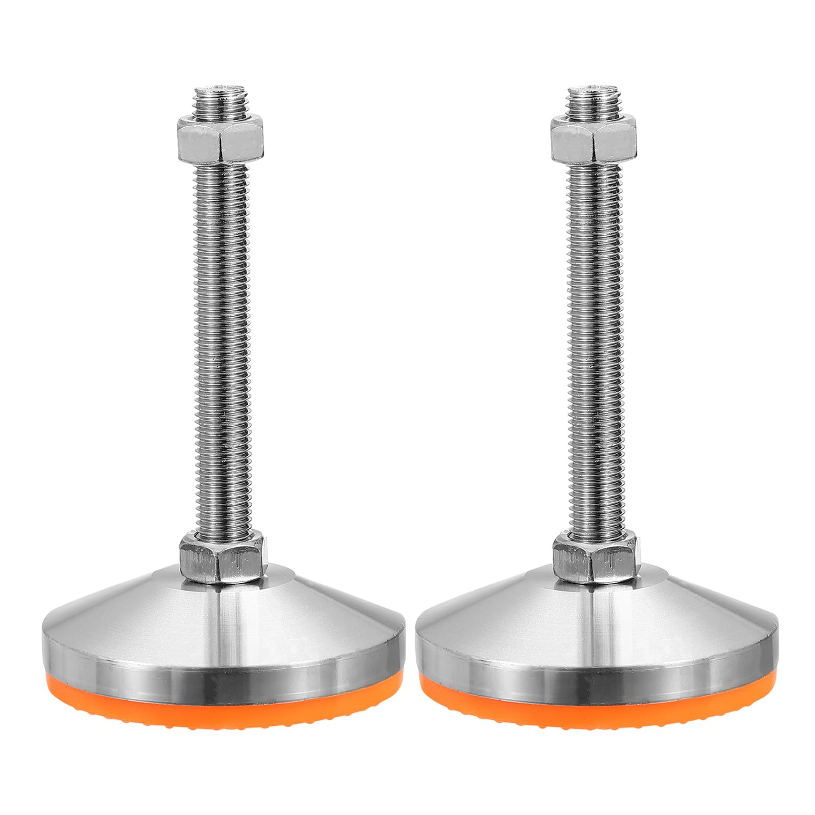 PATIKIL Furniture Leveling Feet 4" Dia Base M16 Thread, 2 Pcs Carbon Steel Adjustable Threaded Furniture Levelers Screw on Leg Leveler with Pads for Desk Chair Cabinet, Orange