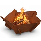 Decoroca Corten Steel Fire Pit - 27'' Wood Burning Fire Pits Outdoor | Portable Fire Pit for Backyard Patio &amp; Garden, Heavy Duty &amp; Weather-Resistant, Ideal for Family Gatherings &amp; Parties