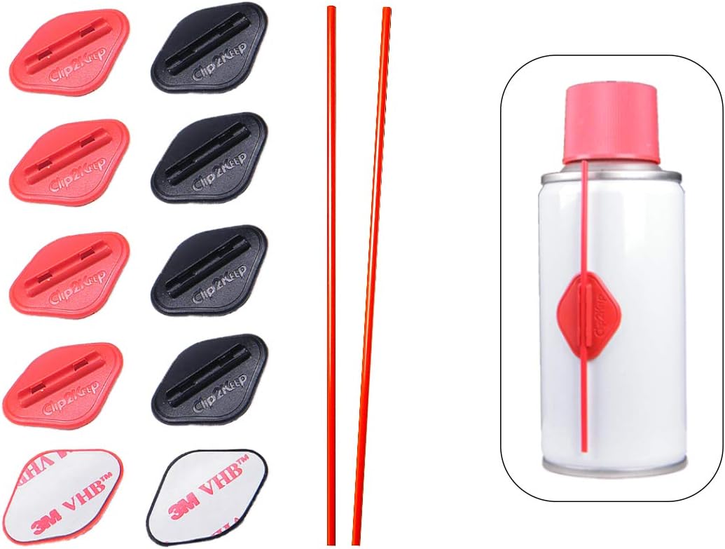 Clip2Keep Starter Kit 10 Aerosol Can Straw Holders with 2 Replacement