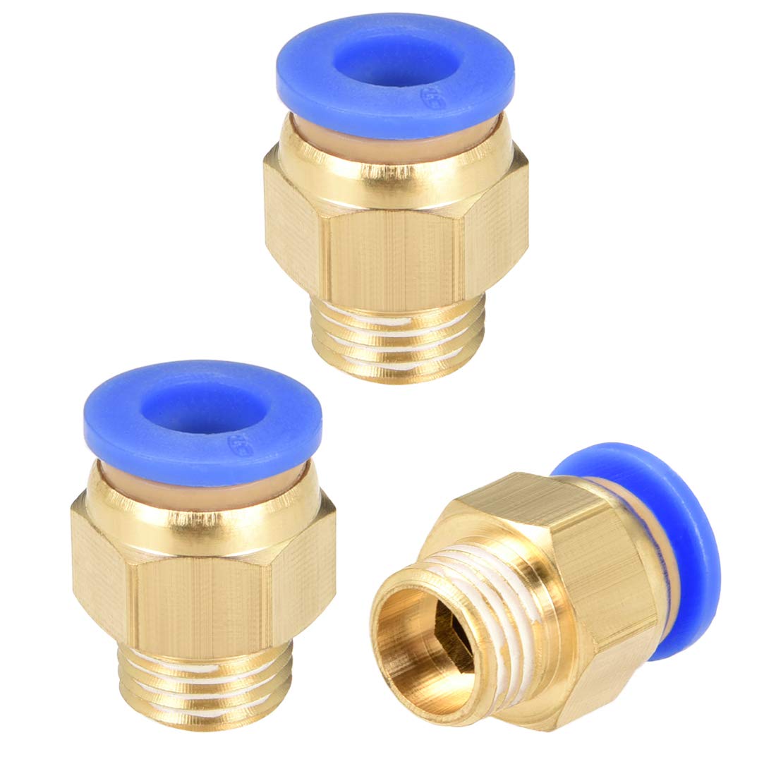 sourcing map Straight Pneumatic Push to Quick Connect Fittings G1/4 Male x 6mm Tube OD 3pcs